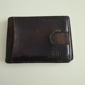 Dark Brown Leather Money Clip Wallet RFID Card Holder Serman Brands